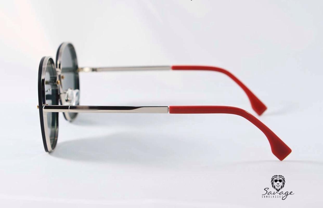 Fabulous 0384- Black Brand Frame Silver/Red - savagesunglassescol